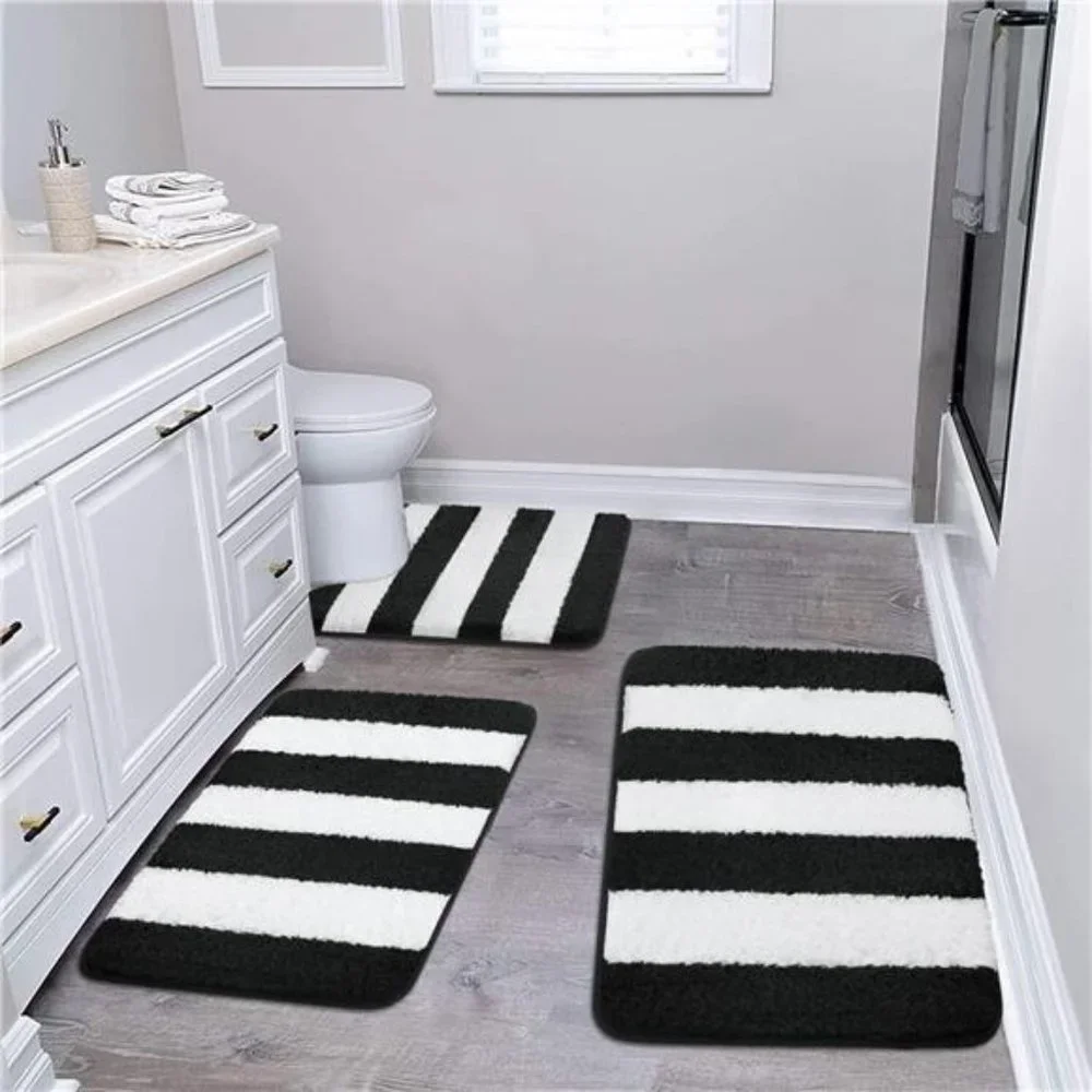 3 Pieces Bathroom Rug, Ultra Soft Non-Slip Bath Mats Sets, Microfiber Absorbent